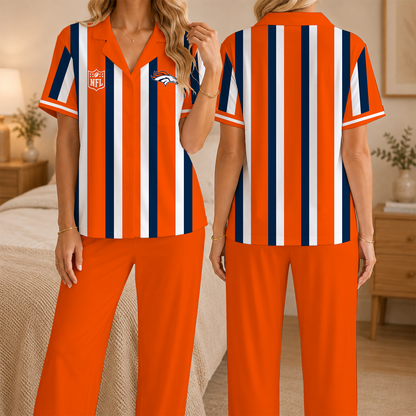[SPECIAL OFFER] NEW CUSTOMIZED NFL13 DVB DENVER BRONCOS SHORT SLEEVE & LONG PANTS PAJAMAS SET