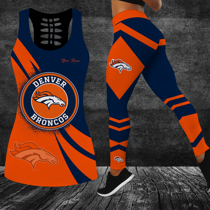 [SPECIAL OFFER] NEW CUSTOMIZED NFL13 DVB DENVER BRONCOS HOLLOW TANK TOP & LEGGINGS SET