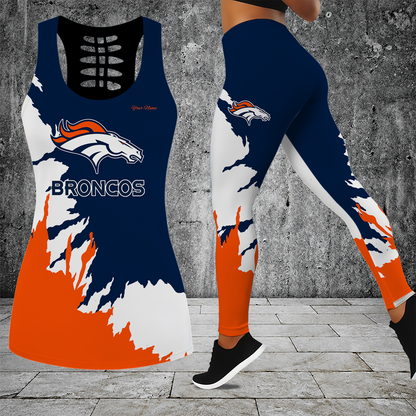 [SPECIAL OFFER] NEW CUSTOMIZED NFL13 DVB DENVER BRONCOS HOLLOW TANK TOP & LEGGINGS SET
