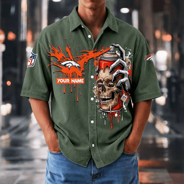 [SPECIAL OFFER] NEW CUSTOMIZED NFL13 DVB DENVER BRONCOS SEERSUCKER BUTTON SHIRT