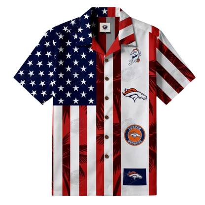 [SPECIAL OFFER] NEW CUSTOMIZED NFL13 DVB DENVER BRONCOS PATRIOTIC 250 USA HAWAIIAN SHIRT