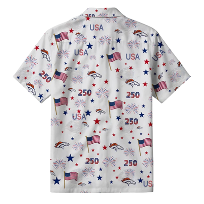 [SPECIAL OFFER] NEW CUSTOMIZED NFL13 DVB DENVER BRONCOS PATRIOTIC 250 USA HAWAIIAN SHIRT