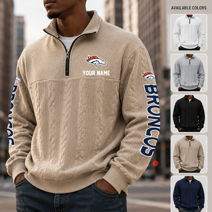 [SPECIAL OFFER] NEW CUSTOMIZED NFL13 DVB DENVER BRONCOS MULTICOLOR QUARTER-ZIP SWEATSHIRT