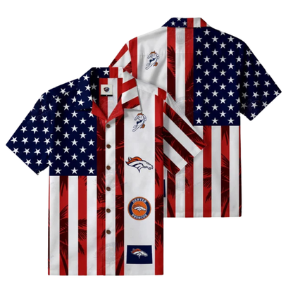 [SPECIAL OFFER] NEW CUSTOMIZED NFL13 DVB DENVER BRONCOS PATRIOTIC 250 USA HAWAIIAN SHIRT