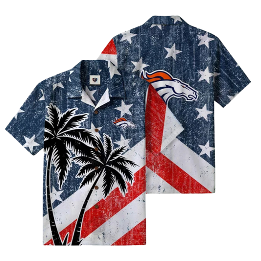 [SPECIAL OFFER] NEW CUSTOMIZED NFL13 DVB DENVER BRONCOS PATRIOTIC 250 USA HAWAIIAN SHIRT
