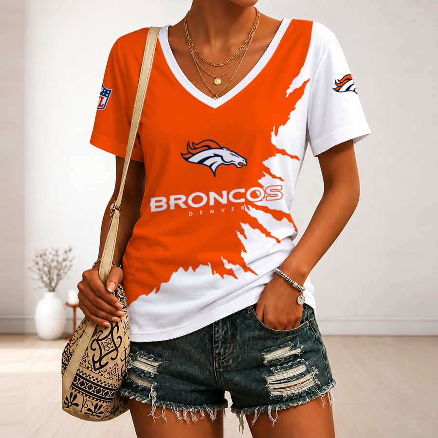 [SPECIAL OFFER] NEW CUSTOMIZED NFL13 DVB DENVER BRONCOS V-NECK FEMALE SHIRT