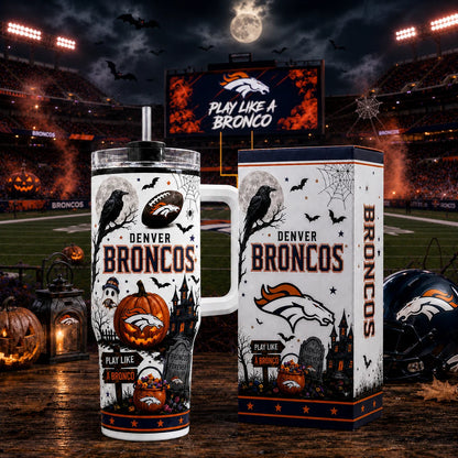 [SPECIAL OFFER] NEW CUSTOMIZED NFL13 DVB DENVER BRONCOS HALLOWEEN  40OZ TUMBLER