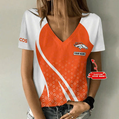 [SPECIAL OFFER] NEW CUSTOMIZED NFL13 DVB DENVER BRONCOS V-NECK FEMALE SHIRT