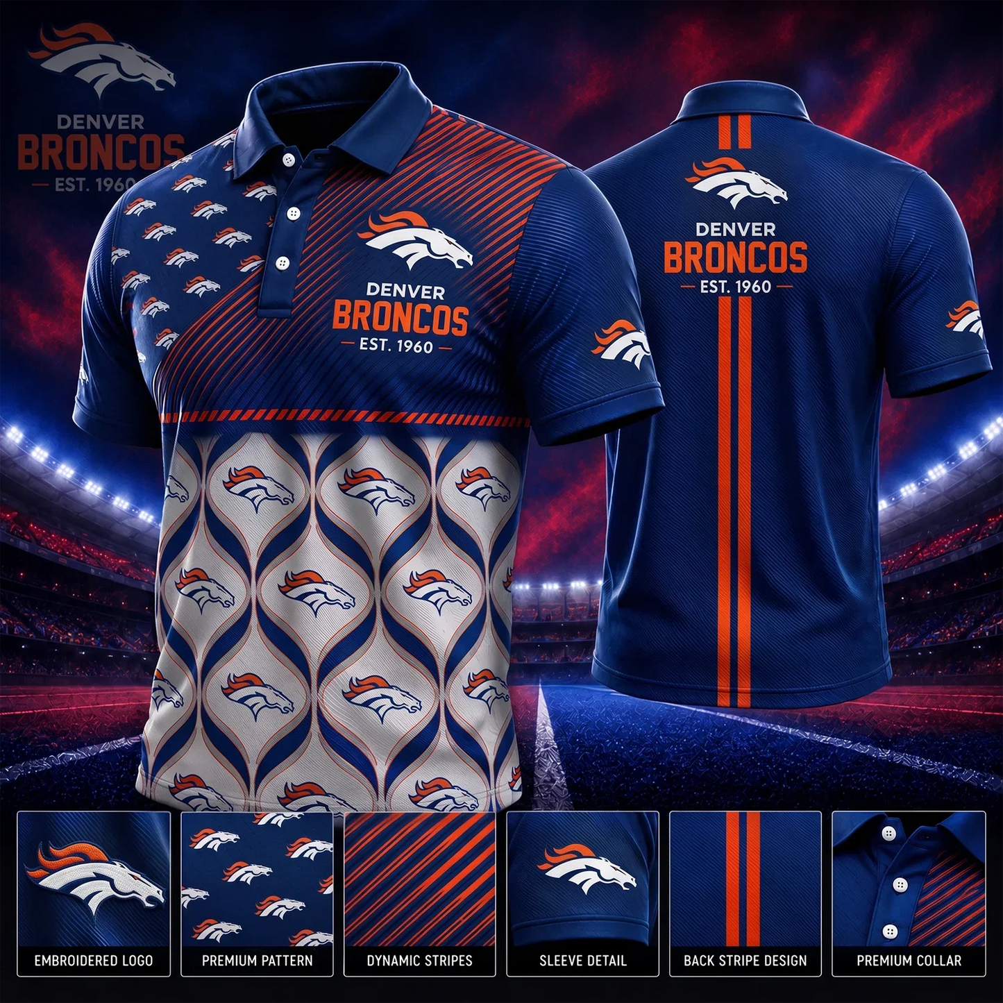 [SPECIAL OFFER] NEW CUSTOMIZED NFL13 DVB DENVER BRONCOS POLO SHIRT