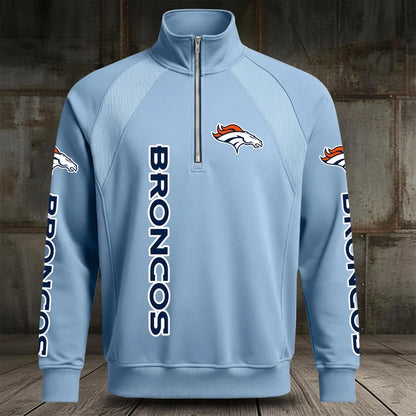[SPECIAL OFFER] NEW CUSTOMIZED NFL13 DVB DENVER BRONCOS MEN'S MULTICOLOR QUARTER-ZIP PULLOVER