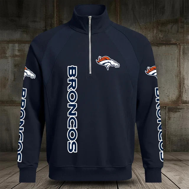 [SPECIAL OFFER] NEW CUSTOMIZED NFL13 DVB DENVER BRONCOS MEN'S MULTICOLOR QUARTER-ZIP PULLOVER