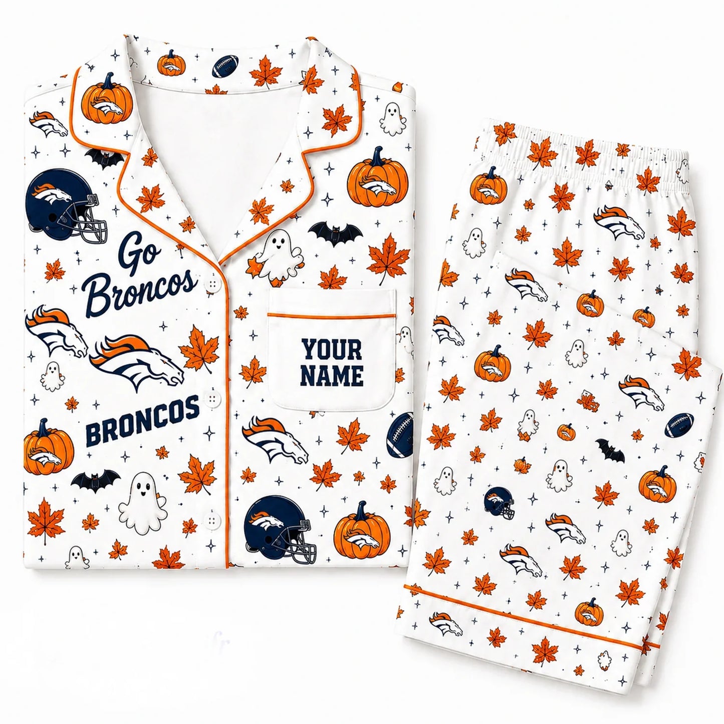 [SPECIAL OFFER] NEW CUSTOMIZED NFL13 DVB DENVER BRONCOS HALLOWEEN LONG PAJAMAS SET