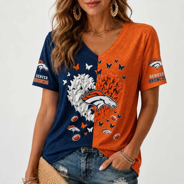 [SPECIAL OFFER] NEW CUSTOMIZED NFL13 DVB DENVER BRONCOS V-NECK FEMALE SHIRT