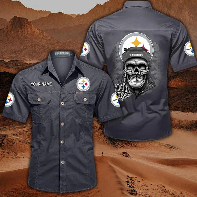 [SPECIAL OFFER] NEW CUSTOMIZED NFL14 PSB PITTSBURGH STEELERS MUTICOLOR MEN'S CARGO SHIRT