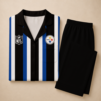[SPECIAL OFFER] NEW CUSTOMIZED NFL14 PSB PITTSBURGH STEELERS SHORT SLEEVE & LONG PANTS PAJAMAS SET