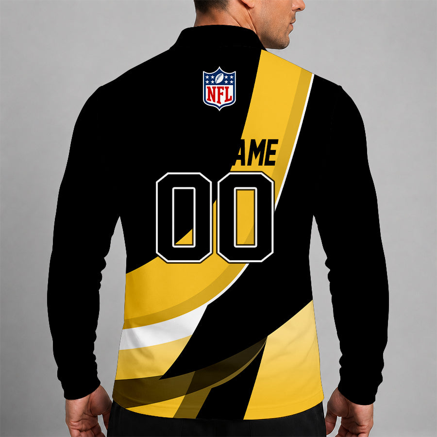 [SPECIAL OFFER] NEW CUSTOMIZED NFL14 PSB PITTSBURGH STEELERS LONG SLEEVE POLO SHIRT