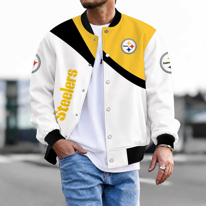[SPECIAL OFFER] NEW CUSTOMIZED NFL14 PSB PITTSBURGH STEELERS SATIN VARSITY & BASEBALL JACKET