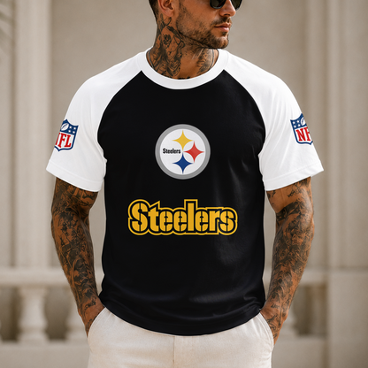 [SPECIAL OFFER] NEW CUSTOMIZED NFL14 PSB PITTSBURGH STEELERS RAGLAN TEE