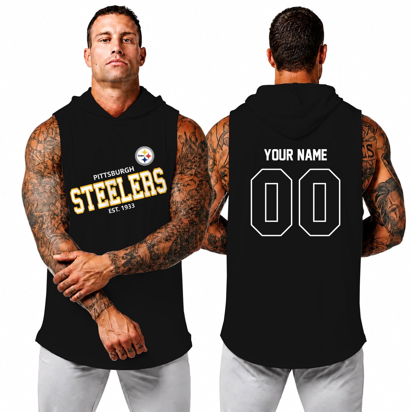 [SPECIAL OFFER] NEW CUSTOMIZED NFL14 PSB PITTSBURGH STEELERS HOODED TANK TOP