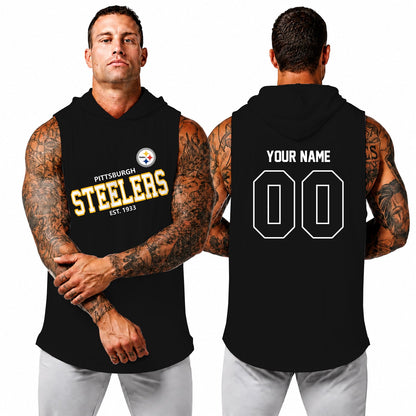 [SPECIAL OFFER] NEW CUSTOMIZED NFL14 PSB PITTSBURGH STEELERS HOODED TANK TOP