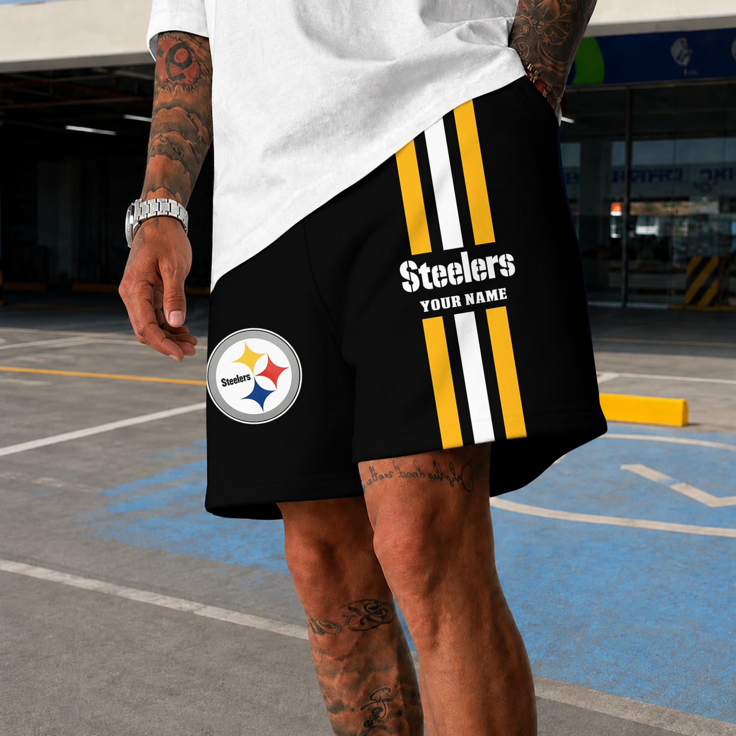 [SPECIAL OFFER] NEW CUSTOMIZED NFL14 PSB PITTSBURGH STEELERS SHORT PANTS