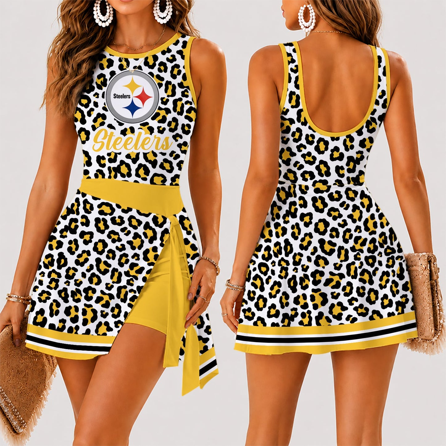 [SPECIAL OFFER] NEW CUSTOMIZED NFL14 PSB PITTSBURGH STEELERS WOMEN'S SUMMER SKORT DRESS