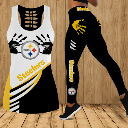 [SPECIAL OFFER] NEW CUSTOMIZED NFL14 PSB PITTSBURGH STEELERS HOLLOW TANK TOP & LEGGINGS SET