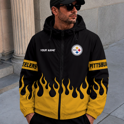 [SPECIAL OFFER] NEW CUSTOMIZED NFL14 PSB PITTSBURGH STEELERS WINDBREAKER JACKET