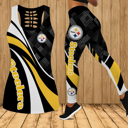 [SPECIAL OFFER] NEW CUSTOMIZED NFL14 PSB PITTSBURGH STEELERS HOLLOW TANK TOP & LEGGINGS SET