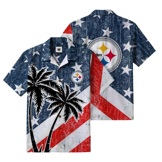 [SPECIAL OFFER] NEW CUSTOMIZED NFL14 PSB PITTSBURGH STEELERS PATRIOTIC 250 USA HAWAIIAN SHIRT