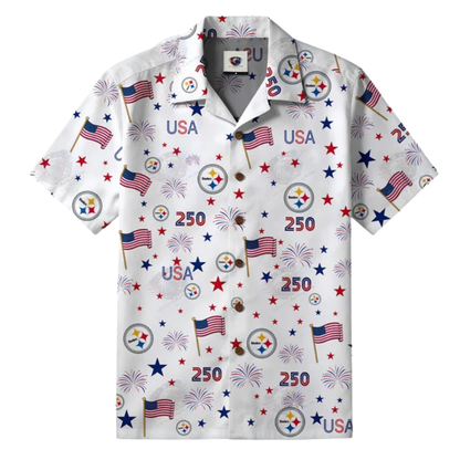 [SPECIAL OFFER] NEW CUSTOMIZED NFL14 PSB PITTSBURGH STEELERS PATRIOTIC 250 USA HAWAIIAN SHIRT
