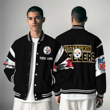 [SPECIAL OFFER] NEW CUSTOMIZED NFL14 PSB PITTSBURGH STEELERS SATIN VARSITY & BASEBALL JACKET
