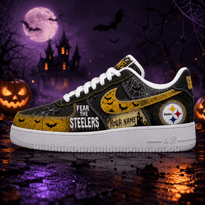 [SPECIAL OFFER] NEW CUSTOMIZED NFL14 PSB PITTSBURGH STEELERS HALLOWEEN AF1 SHOES