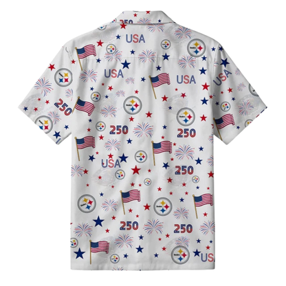 [SPECIAL OFFER] NEW CUSTOMIZED NFL14 PSB PITTSBURGH STEELERS PATRIOTIC 250 USA HAWAIIAN SHIRT