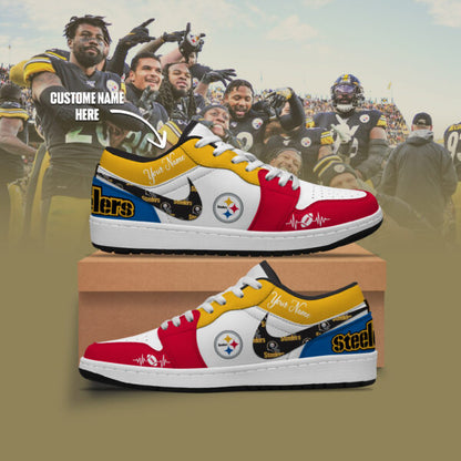 [SPECIAL OFFER] NEW CUSTOMIZED NFL14 PSB PITTSBURGH STEELERS AIR JORDAN LOW SHOES
