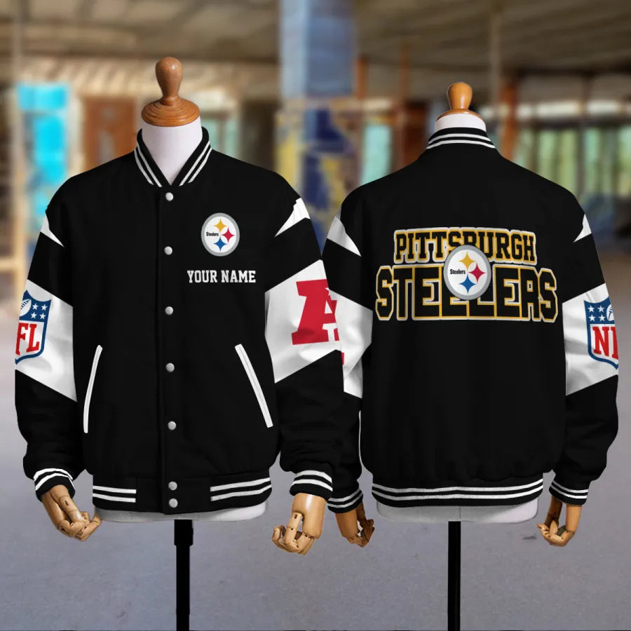 [SPECIAL OFFER] NEW CUSTOMIZED NFL14 PSB PITTSBURGH STEELERS SATIN VARSITY & BASEBALL JACKET