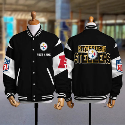 [SPECIAL OFFER] NEW CUSTOMIZED NFL14 PSB PITTSBURGH STEELERS SATIN VARSITY & BASEBALL JACKET