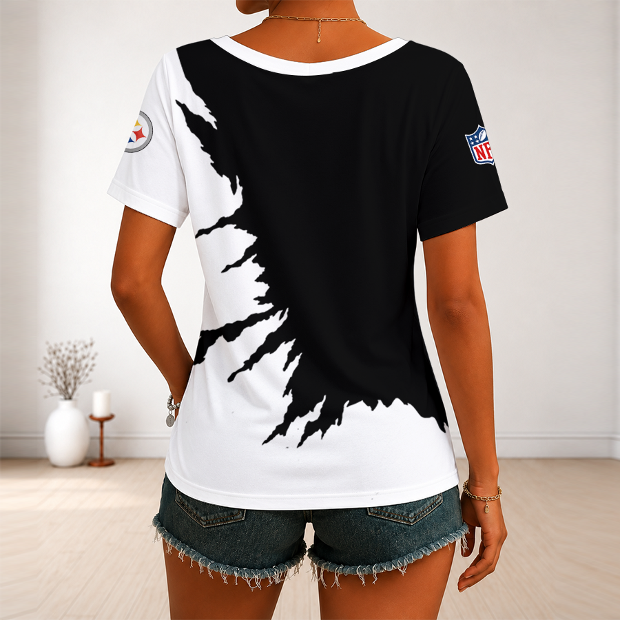 [SPECIAL OFFER] NEW CUSTOMIZED NFL14 PSB PITTSBURGH STEELERS V-NECK FEMALE SHIRT