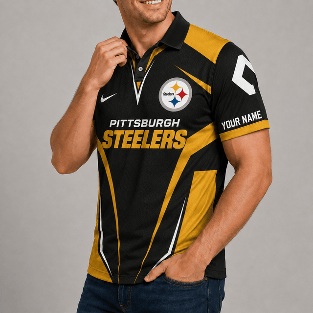 [SPECIAL OFFER] NEW CUSTOMIZED NFL14 PSB PITTSBURGH STEELERS POLO SHIRT