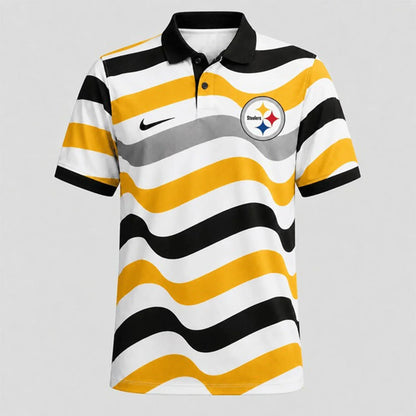 [SPECIAL OFFER] NEW CUSTOMIZED NFL14 PSB PITTSBURGH STEELERS STRIPED POLO SHIRT
