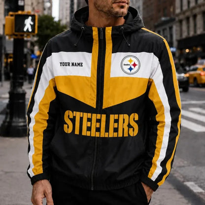 [SPECIAL OFFER] NEW CUSTOMIZED NFL14 PSB PITTSBURGH STEELERS WINDBREAKER JACKET