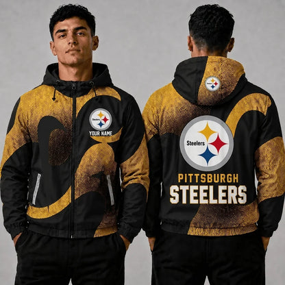 [SPECIAL OFFER] NEW CUSTOMIZED NFL14 PSB PITTSBURGH STEELERS WINDBREAKER JACKET