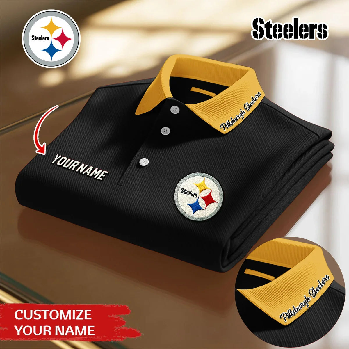 [SPECIAL OFFER] NEW CUSTOMIZED NFL14 PSB PITTSBURGH STEELERS POLO SHIRT