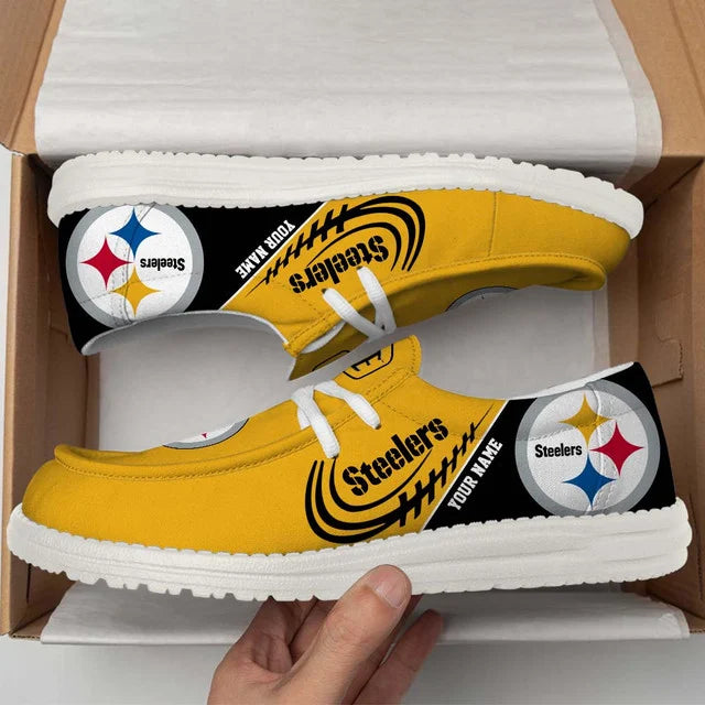 [SPECIAL OFFER] NEW CUSTOMIZED NFL14 PSB PITTSBURGH STEELERS LOAFER SHOES