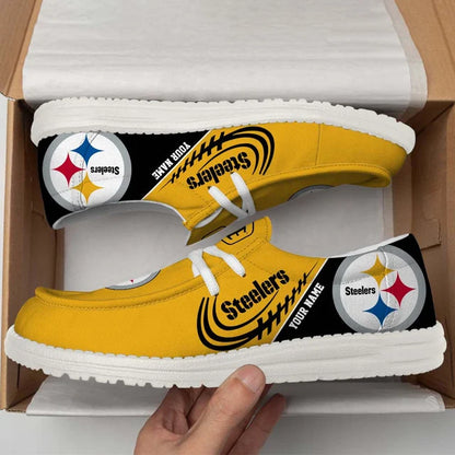 [SPECIAL OFFER] NEW CUSTOMIZED NFL14 PSB PITTSBURGH STEELERS LOAFER SHOES