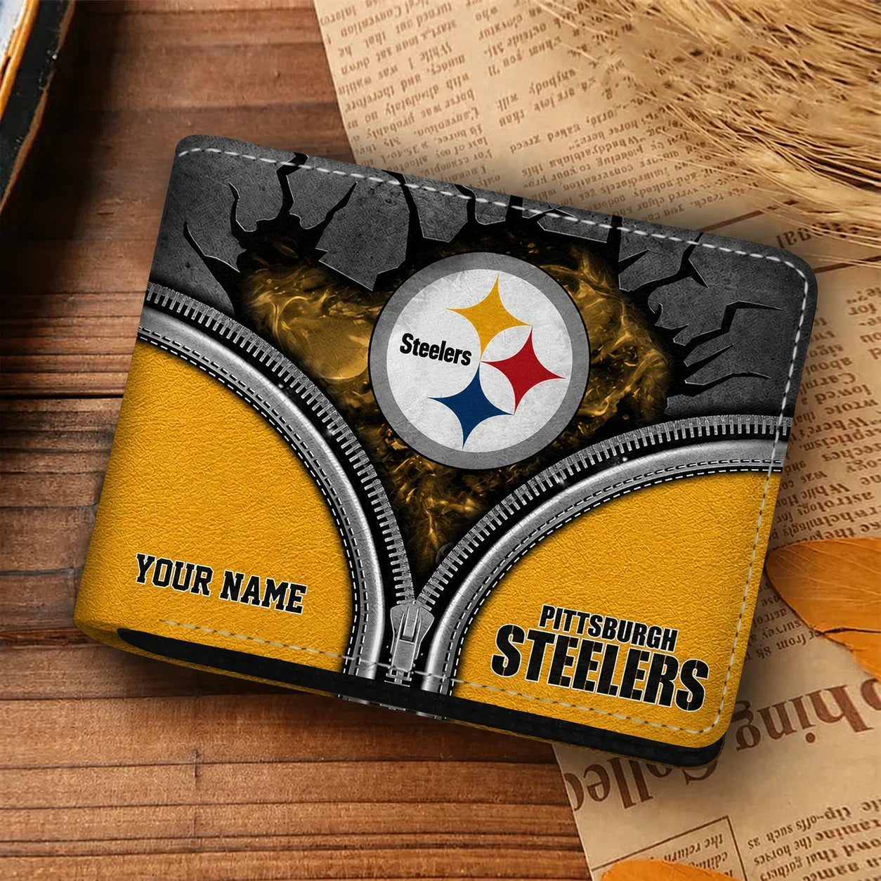 [SPECIAL OFFER] NEW CUSTOMIZED NFL14 PSB PITTSBURGH STEELERS LEATHER WALLET
