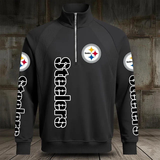[SPECIAL OFFER] NEW CUSTOMIZED NFL14 PSB PITTSBURGH STEELERS MEN'S MULTICOLOR QUARTER-ZIP PULLOVER
