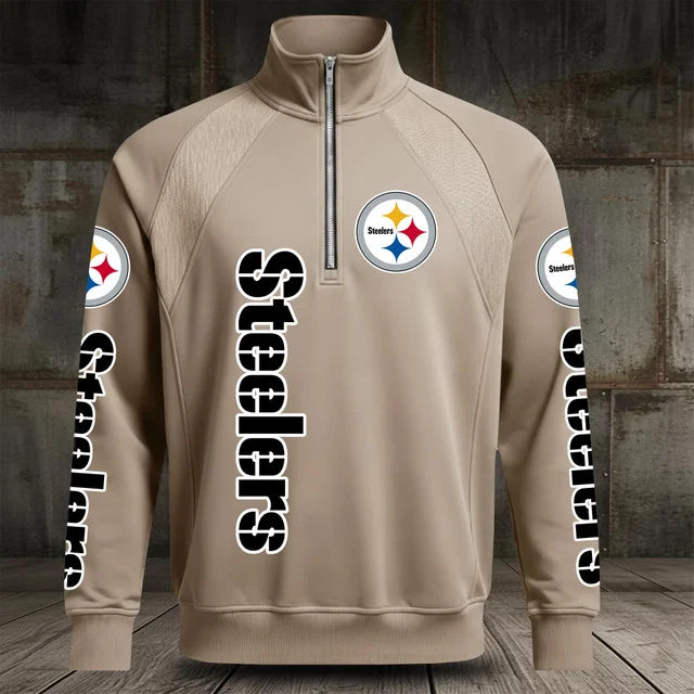 [SPECIAL OFFER] NEW CUSTOMIZED NFL14 PSB PITTSBURGH STEELERS MEN'S MULTICOLOR QUARTER-ZIP PULLOVER
