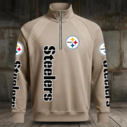[SPECIAL OFFER] NEW CUSTOMIZED NFL14 PSB PITTSBURGH STEELERS MEN'S MULTICOLOR QUARTER-ZIP PULLOVER