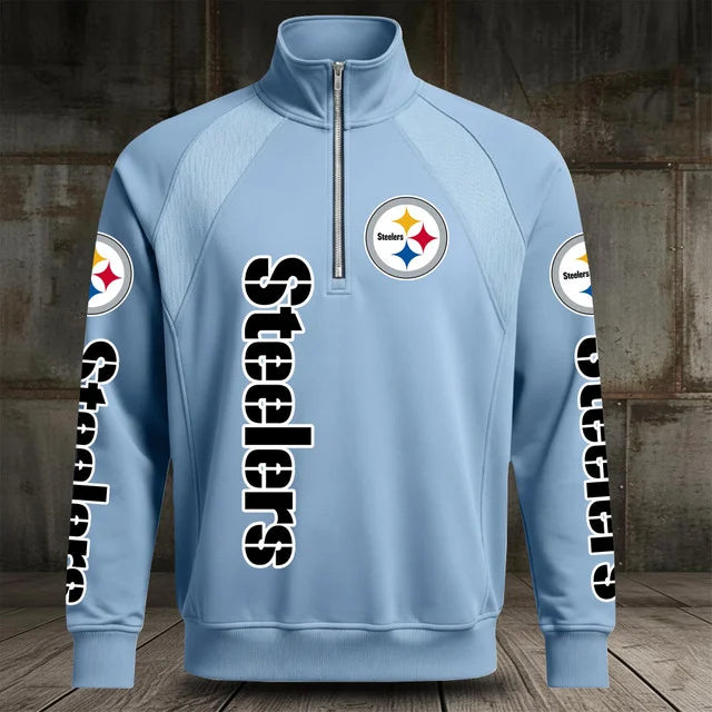 [SPECIAL OFFER] NEW CUSTOMIZED NFL14 PSB PITTSBURGH STEELERS MEN'S MULTICOLOR QUARTER-ZIP PULLOVER